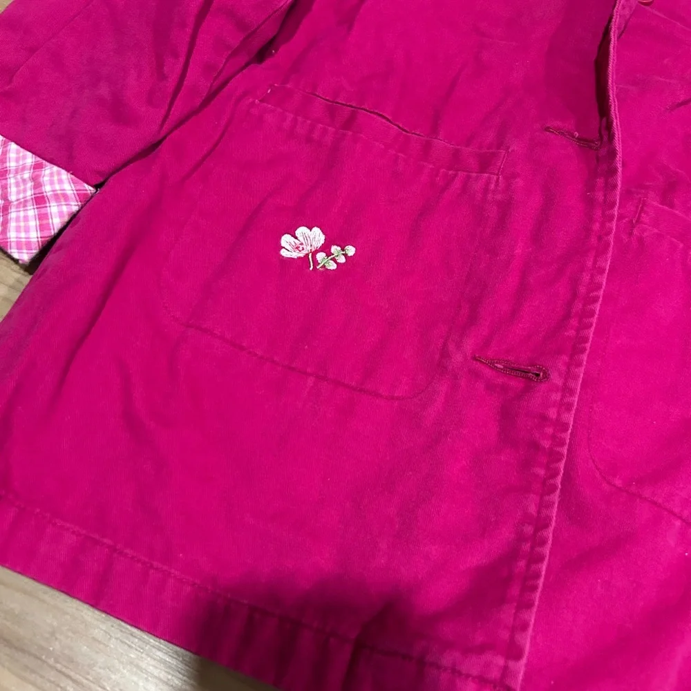 Anniel Pink Raincoat with Decorative Cuffs and Embroidery Size 6/7